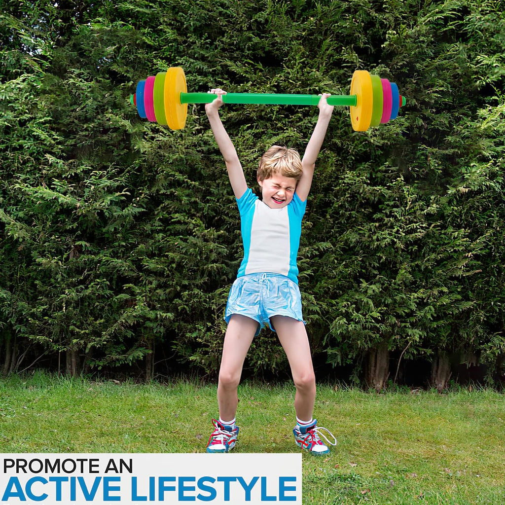 Kids Exercise Weight Set - 3-in-1 Adjustable Workout Toy Equipment for Children Pretend Play Exercise - Toddler Beginner Gym, Fitness, Weightlifting and Powerlifting (Dumbbell, Barbell, Kettlebell)