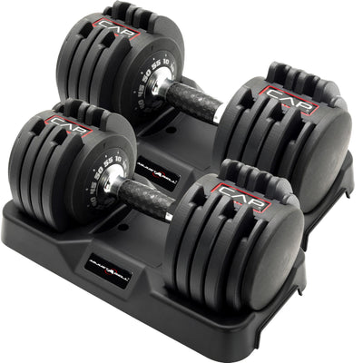 CAP Barbell ADJUSTABELL Adjustable Round Dumbbell Weights - Singles & Pairs | 12.5 lb, 25 lb & 55 lb | Multiple Handle Options