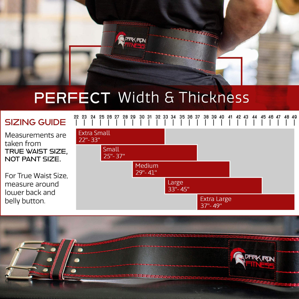 Dark Iron Fitness Weight Lifting Belt for Powerlifting Deadlift Training, Premium Leather for Core Support Gym Strength Workout