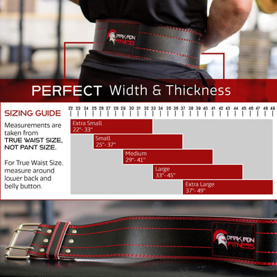 Dark Iron Fitness Weight Lifting Belt for Powerlifting Deadlift Training, Premium Leather for Core Support Gym Strength Workout