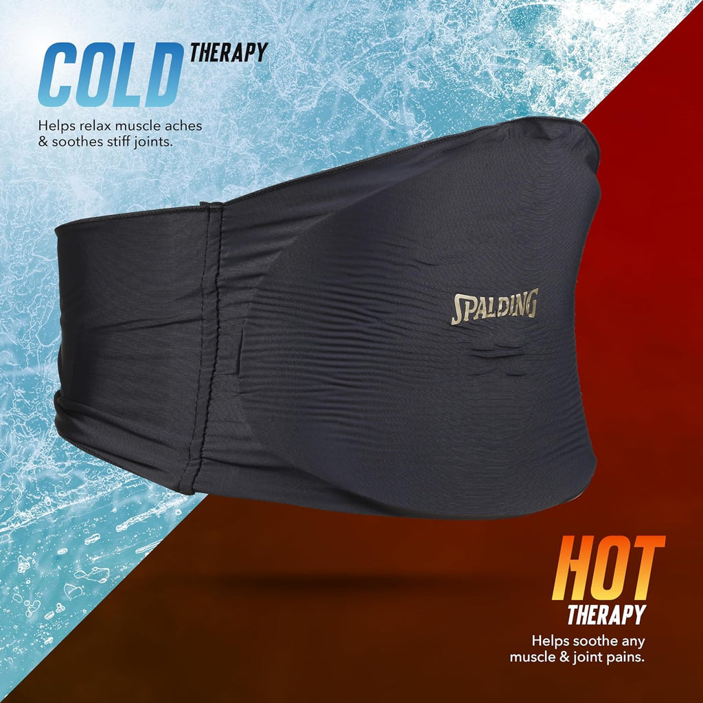 Spalding - Lower & Upper Back Gel Wrap, Hot/Cold Therapy, Reusable Therapy Pad for Pain Relief & Muscle Relaxation (Black)