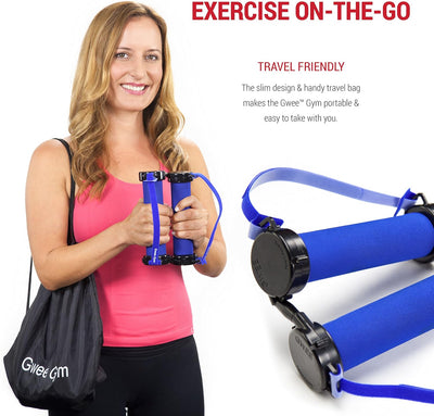 Gwee Gym - Resistance Bands Exercise Kit, LITE, Blue Exercise Bands, Build Lean Muscle with Workout Bands, Easily Portable, Includes an Accessory Kit, DVD, Travel Bag & Healthy Eating e-Book