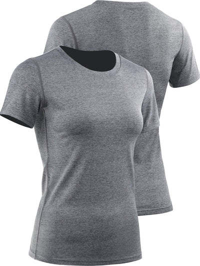 CADMUS 3/4/5 Pack Women's Compression Shirt Running Athletic T-Shirts Workout Tops Baselayer Short Sleeve Yoga Gym Sports