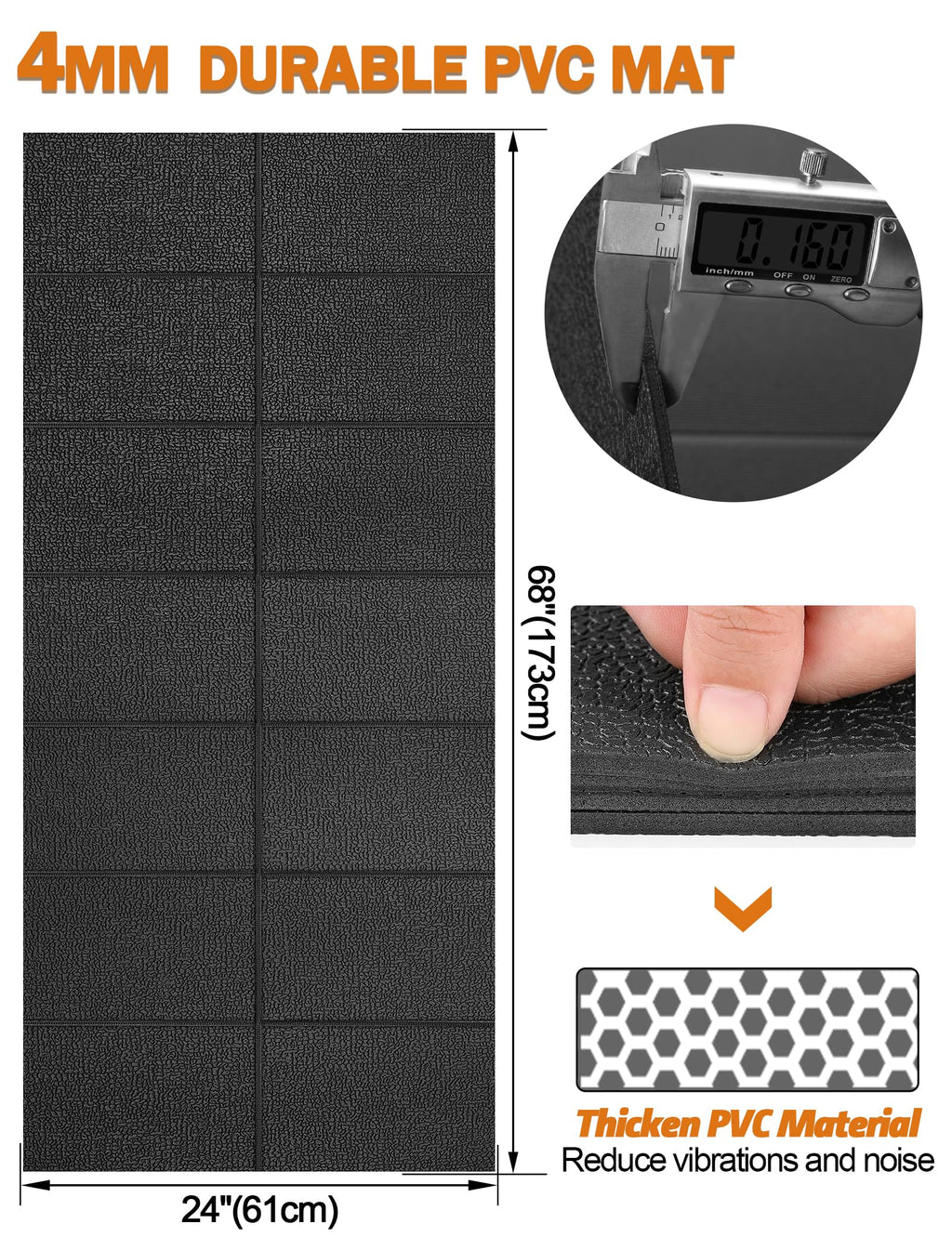 Treadmill Mat 96"x36", WERCHO Walking Pad Mat for Carpet Hardwood Floors 6mm Heavy-Duty Exercise Equipment Mat for Rowing Machine, Treadmil Pad, Spin Bike, Elliptical Trainer, Home, Gym