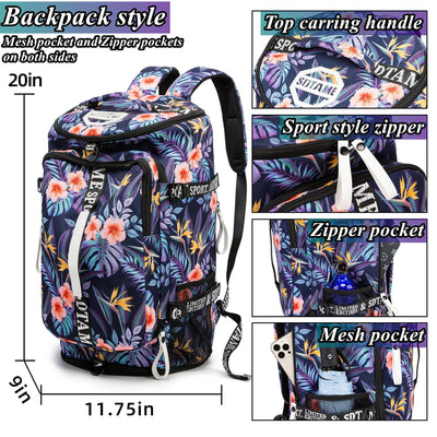 Gym Duffle Bag Backpack with Shoe Compartment,4 ways Travel Backpack for Women and Men,Multi-Functional Weekender bag with Waterproof Layer&Laptop Compartment for Fitness, Travel,Camping