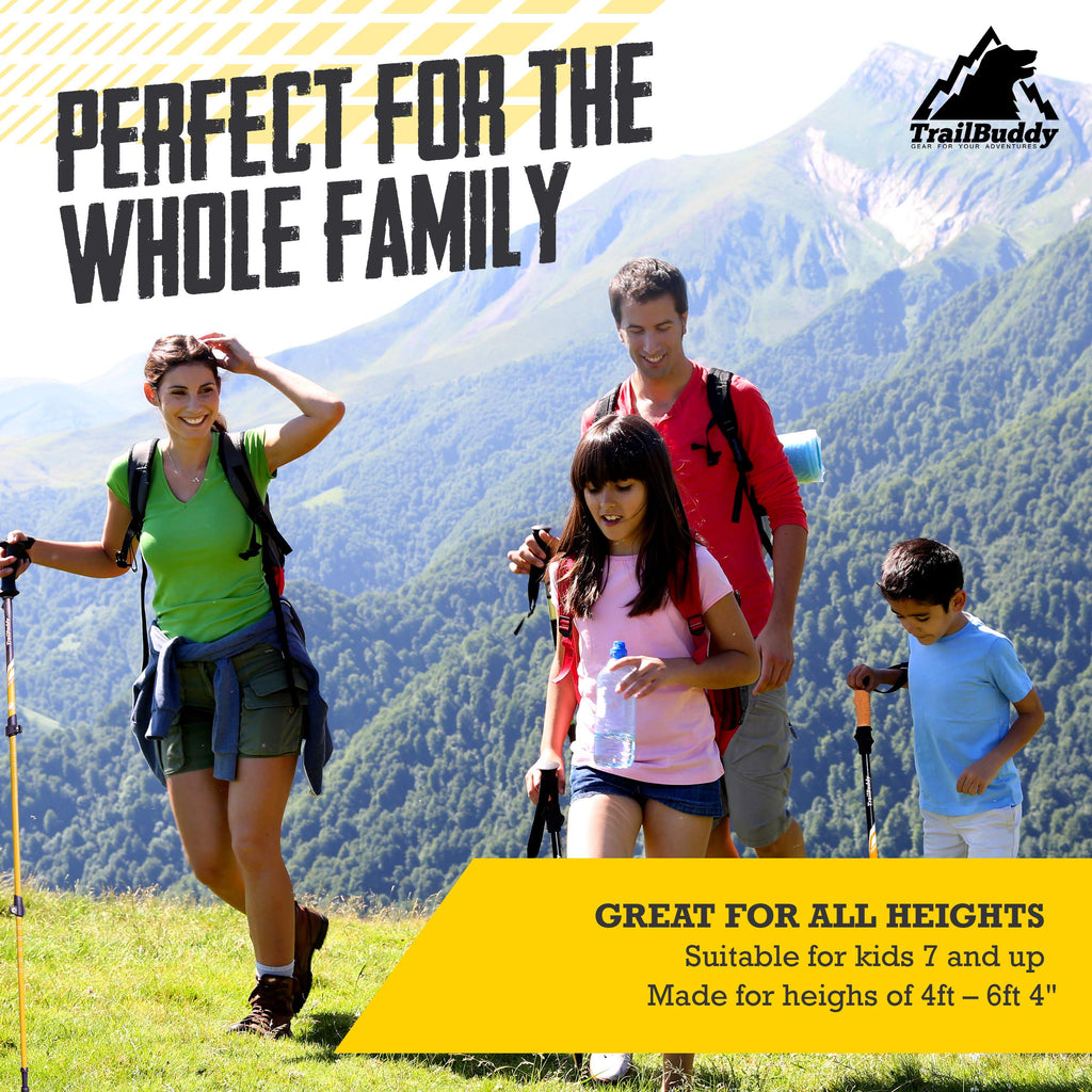 TrailBuddy Trekking Poles – Lightweight 7075 Aluminum Hiking Poles for Women, Men & Seniors – Collapsible Walking Sticks for Travel, Trails & Balance