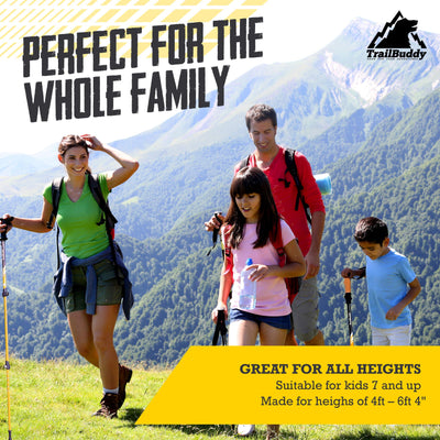 TrailBuddy Trekking Poles – Lightweight 7075 Aluminum Hiking Poles for Women, Men & Seniors – Collapsible Walking Sticks for Travel, Trails & Balance