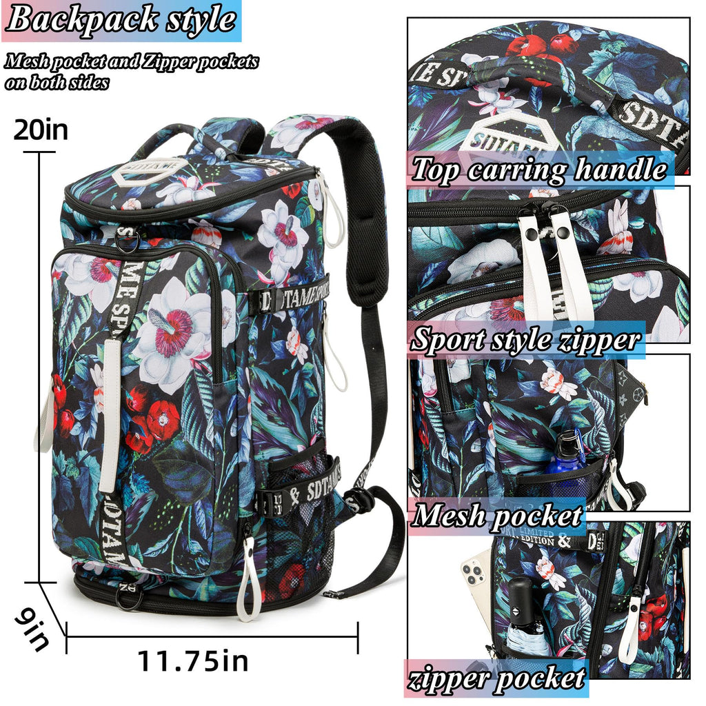 Gym Duffle Bag Backpack with Shoe Compartment,4 ways Travel Backpack for Women and Men,Multi-Functional Weekender bag with Waterproof Layer&Laptop Compartment for Fitness, Travel,Camping