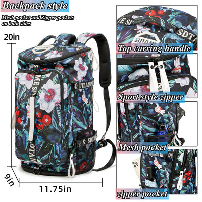 Gym Duffle Bag Backpack with Shoe Compartment,4 ways Travel Backpack for Women and Men,Multi-Functional Weekender bag with Waterproof Layer&Laptop Compartment for Fitness, Travel,Camping