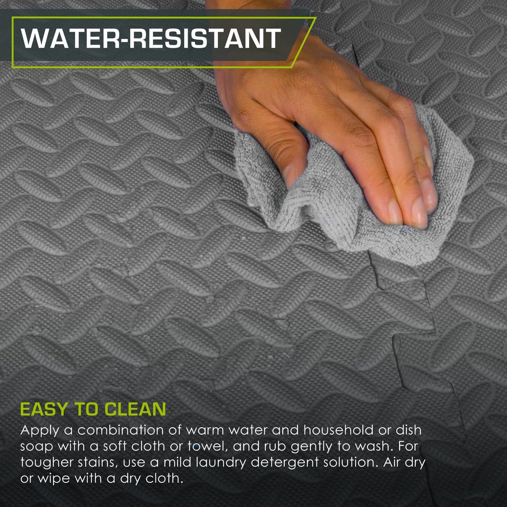 ProsourceFit Puzzle Exercise Mat ½ in, EVA Interlocking Foam Floor Tiles for Home Gym, Mat for Home Workout Equipment, Floor Padding for Kids, Black, 24 in x 24 in x ½ in, 24 Sq Ft - 6 Tiles