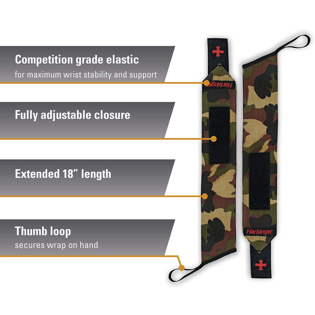 Harbinger Red Line 18-Inch Weightlifting Wrist Wraps for Men and Women (Pair)