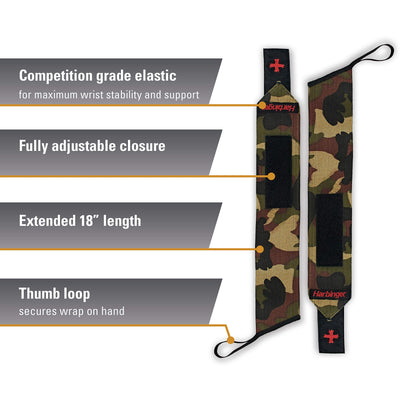 Harbinger Red Line 18-Inch Weightlifting Wrist Wraps for Men and Women (Pair)