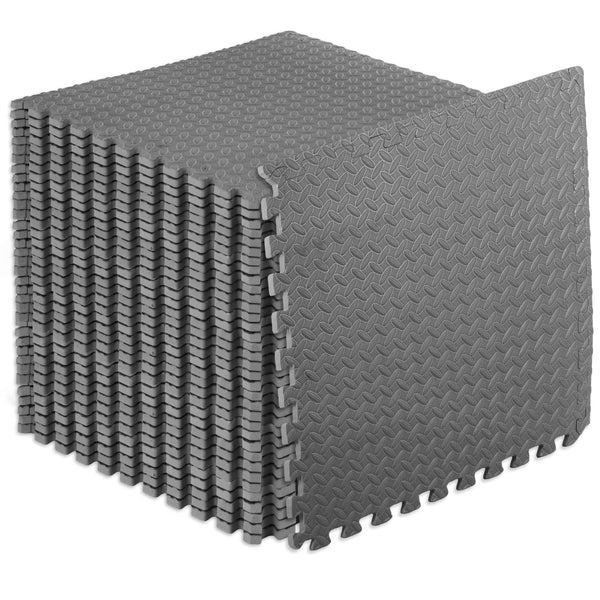 ProsourceFit Puzzle Exercise Mat ½ in, EVA Interlocking Foam Floor Tiles for Home Gym, Mat for Home Workout Equipment, Floor Padding for Kids, Black, 24 in x 24 in x ½ in, 24 Sq Ft - 6 Tiles