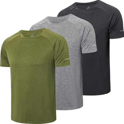 frueo Men's 1/3 Pack Workout Shirts Quick Dry Moisture Wicking Short Sleeve Mesh Athletic T-Shirts