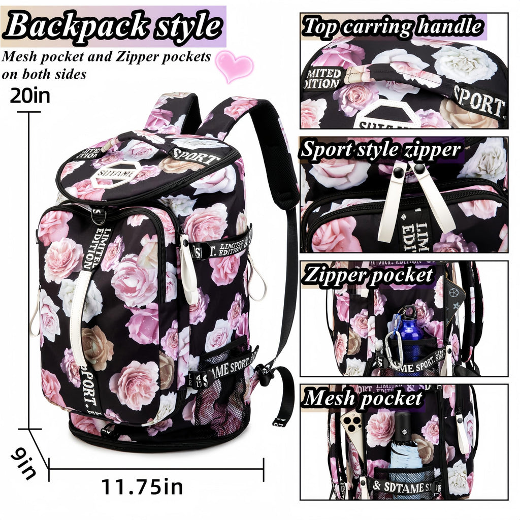 Gym Duffle Bag Backpack with Shoe Compartment,4 ways Travel Backpack for Women and Men,Multi-Functional Weekender bag with Waterproof Layer&Laptop Compartment for Fitness, Travel,Camping