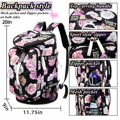 Gym Duffle Bag Backpack with Shoe Compartment,4 ways Travel Backpack for Women and Men,Multi-Functional Weekender bag with Waterproof Layer&Laptop Compartment for Fitness, Travel,Camping