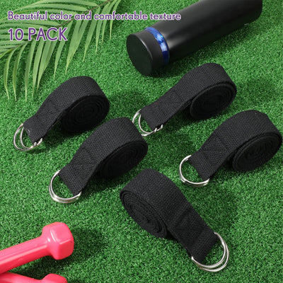 Jerify 10 Pcs Yoga Strap for Stretching Bulk 6ft Exercise Stretch Band with Metal D Ring Adjustable Pilates Non Elastic Yoga Stretch Belt for Women Men Physical Fitness Gym Workout Dance