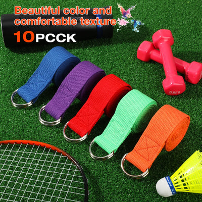 Jerify 10 Pcs Yoga Strap for Stretching Bulk 6ft Exercise Stretch Band with Metal D Ring Adjustable Pilates Non Elastic Yoga Stretch Belt for Women Men Physical Fitness Gym Workout Dance