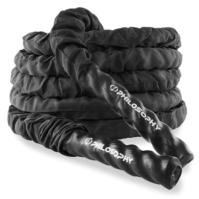 Philosophy Gym Exercise Battle Rope with Cover and Anchor Kit for Fitness Training, Conditioning