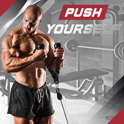 Yes4All Cable Machine Attachment, Row Handles, Tricep Rope, Straight Bar, V Bar, LAT Pulldown Accessories Load 880 LB for Home Gym