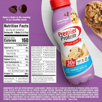 Premier Protein Shake, Chocolate, 30g Protein 1g Sugar 24 Vitamins Minerals Nutrients to Support Immune Health, 11.5 fl oz (Pack of 12)