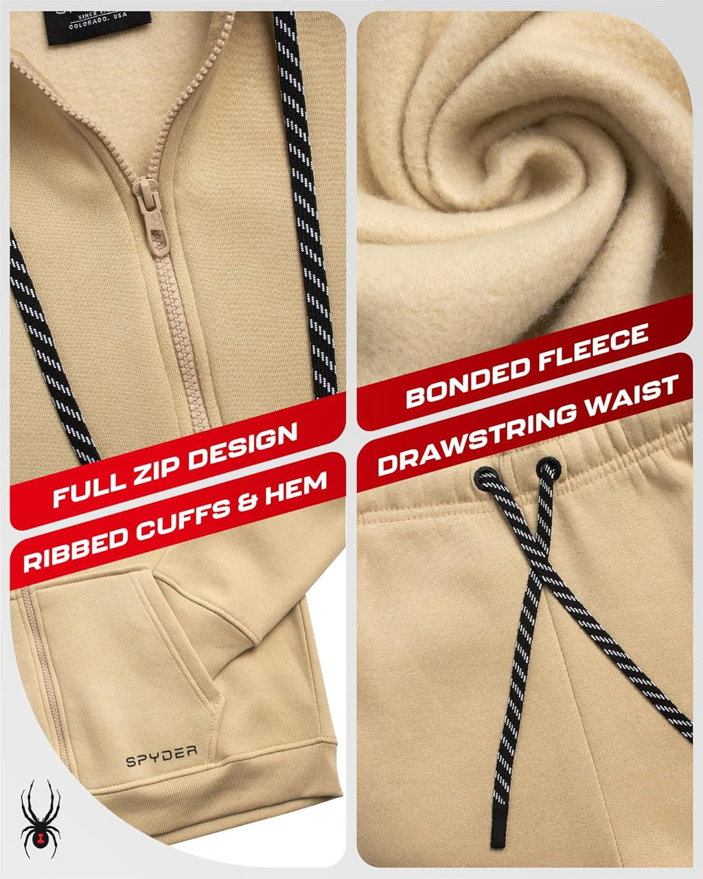 Spyder Mens Tracksuit - 2 Piece Sweatsuit for Men with Zip Up Hoodie & Jogger Sweatpants, Track Suit for Jogging or Warm Up