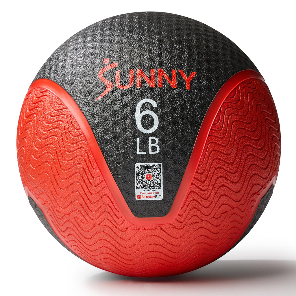 Sunny Health & Fitness Medicine Ball, Textured Rubber, Core Strength & Balance Training, Bouncing, Weight for Home Workouts 4,6,8,10,12,15,20,25,30LB Options