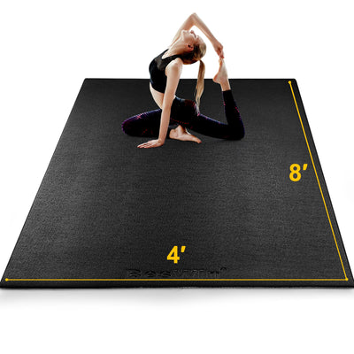 BesWin Large Exercise Mat 8'x4'x6mm/8mm, Extra Thick Workout Mats for Home Gym Flooring, High Density Non-Slip Gym Mats Fitness Mat for Cardio, Weights, Jump Rope, Fitness-Use With or Without Shoes