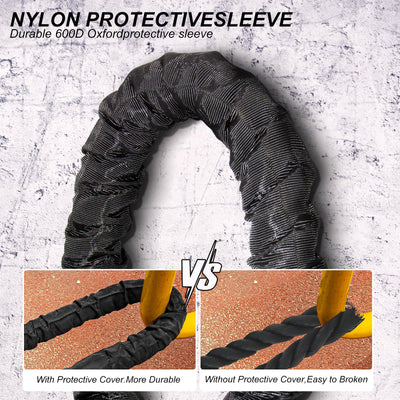 Battle Rope 1/1.26/1.5/2 Inch Diameter,Pink 30FT/40FT/50FT Exercise Workout Ropes for Home Gym Heavy Weighted Training Rope for Working Out