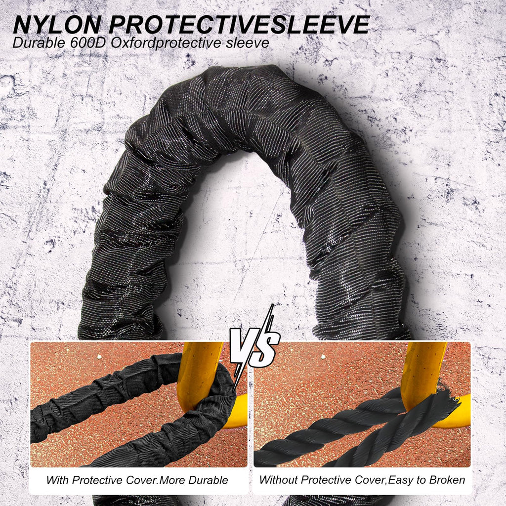 Battle Rope 1/1.26/1.5/2 Inch Diameter,Pink 30FT/40FT/50FT Exercise Workout Ropes for Home Gym Heavy Weighted Training Rope for Working Out