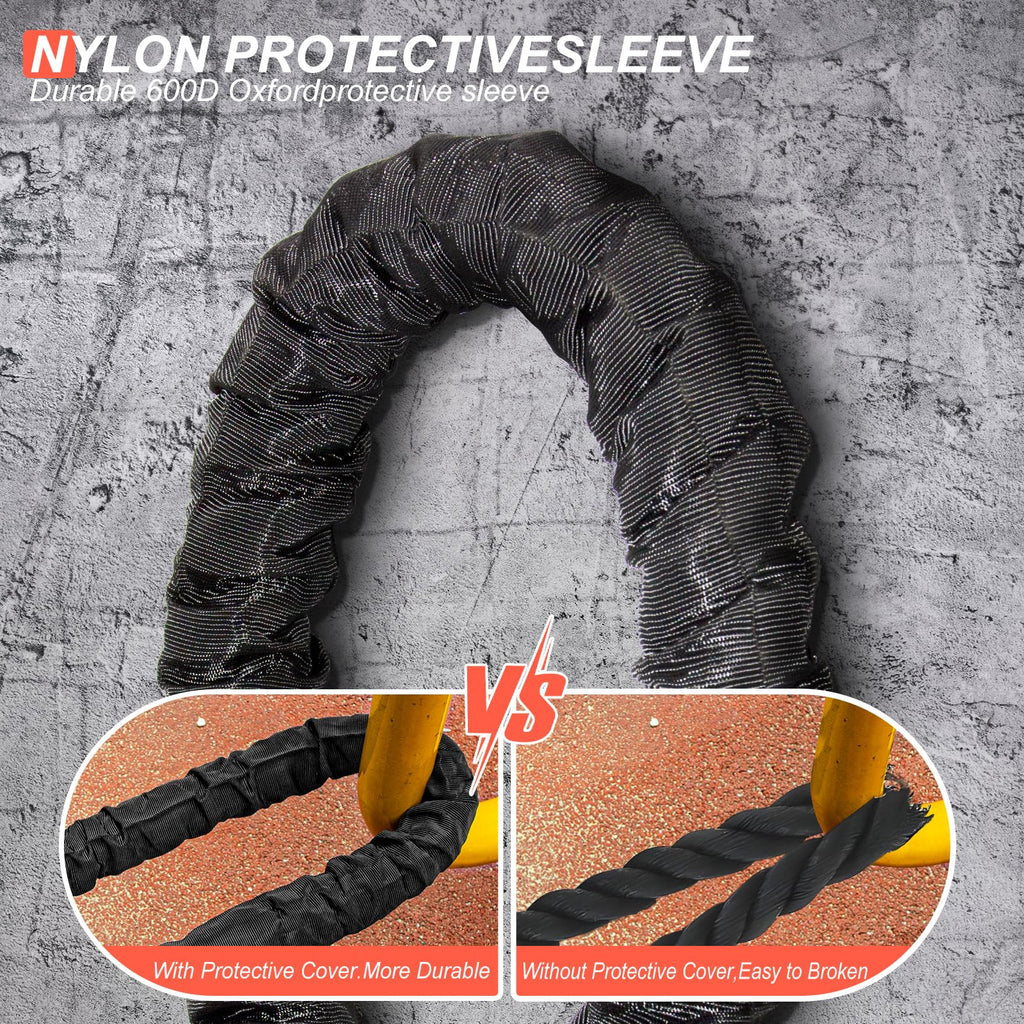 Battle Rope 1/1.26/1.5/2 Inch Diameter,Pink 30FT/40FT/50FT Exercise Workout Ropes for Home Gym Heavy Weighted Training Rope for Working Out