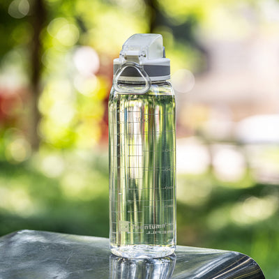 30oz Sport Water Bottle with Time Markers, Large Durable Gym Plastic Bottle Tritan BPA Free for Fitness, Outdoor Enthusiasts, Leakproof Gray (Pack of 1)