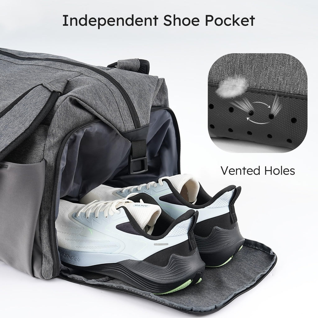 Gym Bag for Men with 2 Upgraded Bottle Holders Convertible Duffle Bag and Gym Backpack Waterproof Sports Bags with Shoes Compartment and Wet Pocket - Black