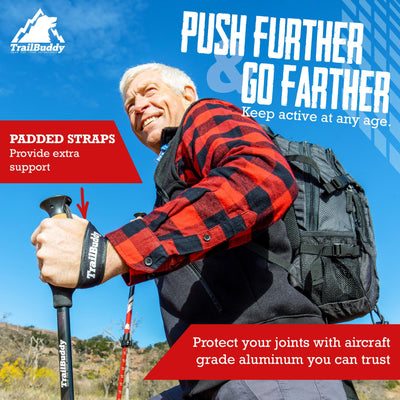 TrailBuddy Trekking Poles – Lightweight 7075 Aluminum Hiking Poles for Women, Men & Seniors – Collapsible Walking Sticks for Travel, Trails & Balance