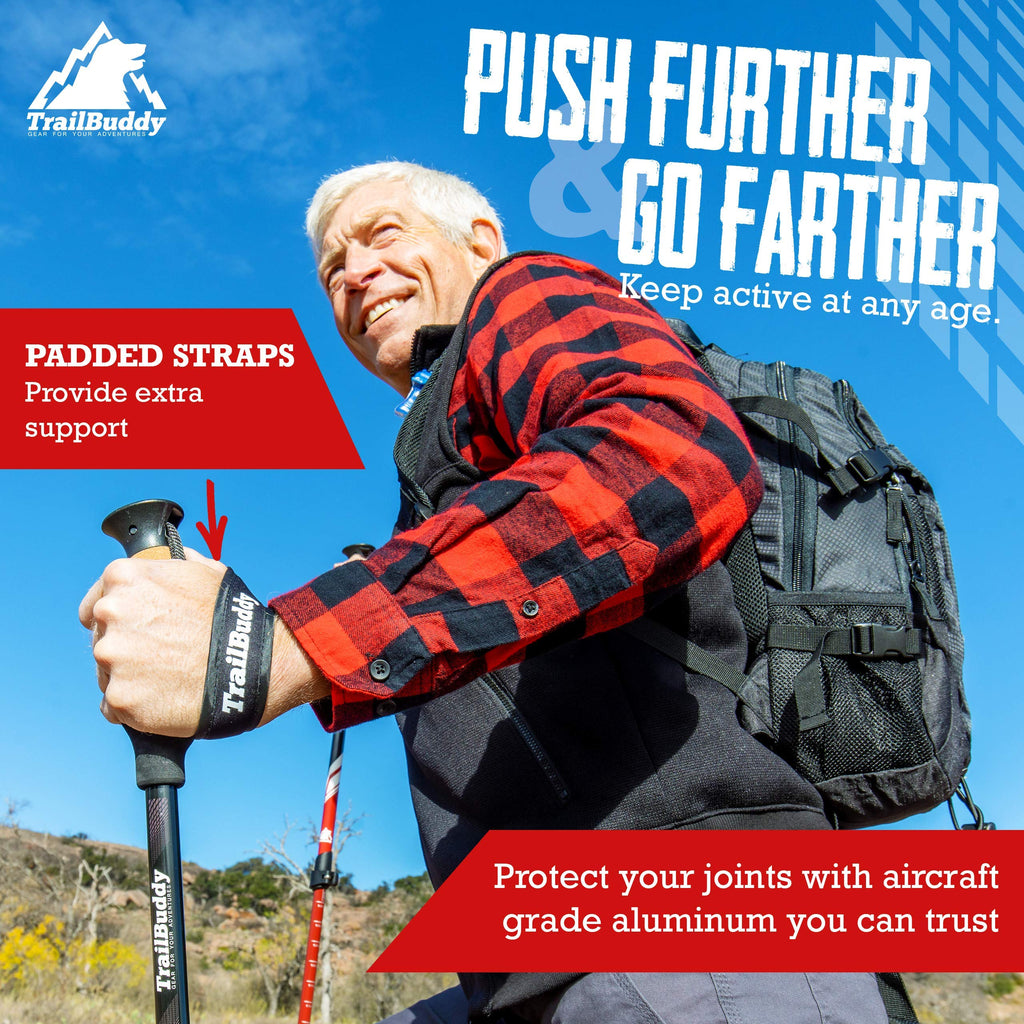 TrailBuddy Trekking Poles – Lightweight 7075 Aluminum Hiking Poles for Women, Men & Seniors – Collapsible Walking Sticks for Travel, Trails & Balance