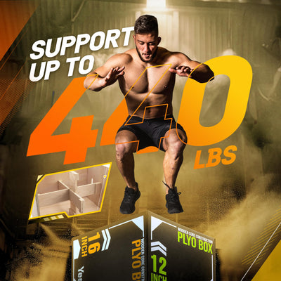 Yes4All 3-in-1 Soft-Padded Plyo Box With Wooden Core, Non-Slip Multi-Use Cushioned Plyometric Jump Box with Vinyl Cover for Jumping, Conditioning, Strength Training