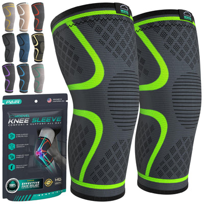 Modvel Compression Knee Brace for Women & Men, 2-Pack Knee Brace for Running Knee Pain, Knee Support Compression Sleeve, Workout Sports Knee Braces for Meniscus Tear, ACL & Arthritis Pain Relief