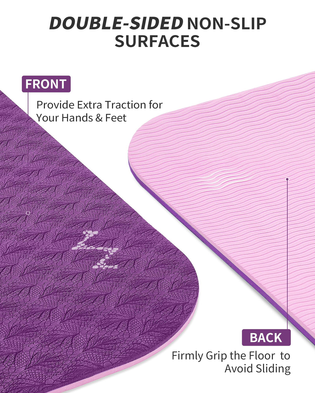 CAMBIVO Large Yoga Mat (6'x 4'), Extra Wide Workout Mat for Men and Women, Yoga Mat Thick 1/3 &1/4 Exercise Mats for Home Workout, Yoga, Pilates (Black,1/4 inch)