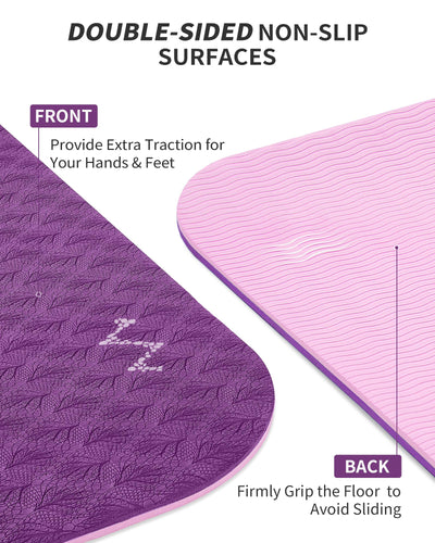 CAMBIVO Large Yoga Mat (6'x 4'), Extra Wide Workout Mat for Men and Women, Yoga Mat Thick 1/3 &1/4 Exercise Mats for Home Workout, Yoga, Pilates (Black,1/4 inch)