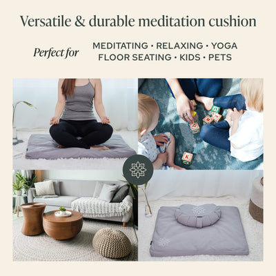 Mindful & Modern Zabuton Meditation Mat - Cotton Filled Yoga and Meditation Pad - Zabuton Meditation Cushion for Kneeling and Sitting Support - Large Rectangular Sitting Floor Pillow for Bench or Zafu