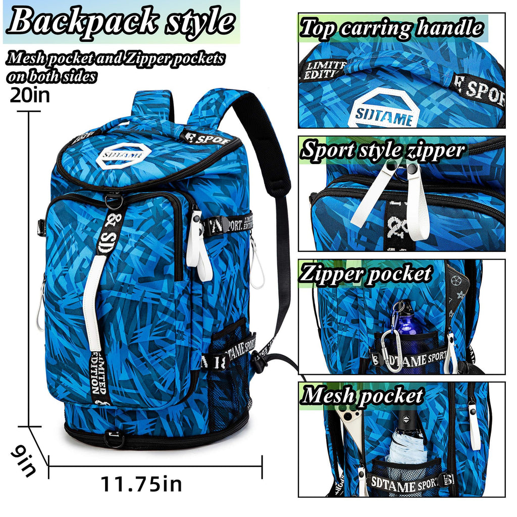 Gym Duffle Bag Backpack with Shoe Compartment,4 ways Travel Backpack for Women and Men,Multi-Functional Weekender bag with Waterproof Layer&Laptop Compartment for Fitness, Travel,Camping