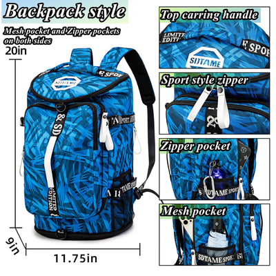 Gym Duffle Bag Backpack with Shoe Compartment,4 ways Travel Backpack for Women and Men,Multi-Functional Weekender bag with Waterproof Layer&Laptop Compartment for Fitness, Travel,Camping