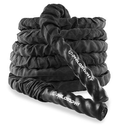 Philosophy Gym Exercise Battle Rope with Cover and Anchor Kit for Fitness Training, Conditioning