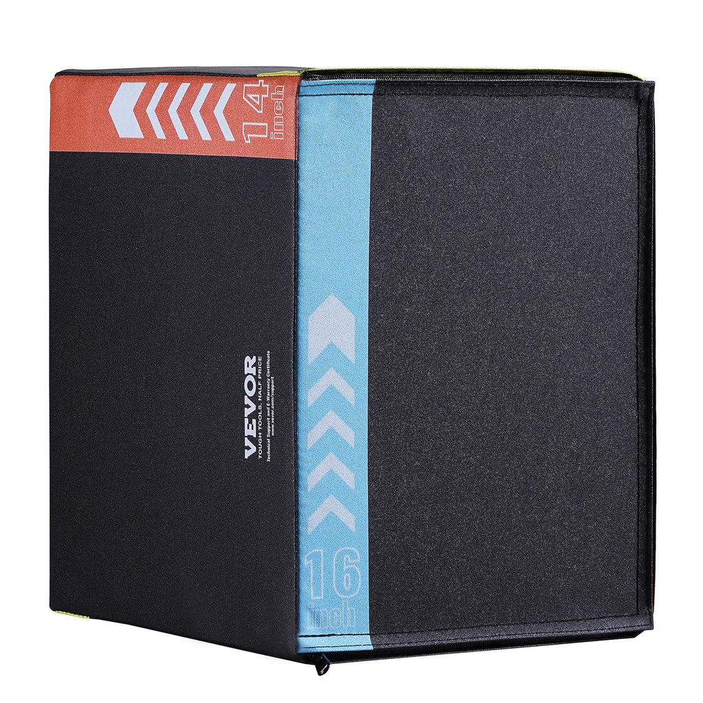 VEVOR 3 in 1 Plyometric Jump Box, Cotton Plyo Box, Platform & Jumping Agility Box, Anti-Slip Fitness Exercise Step Up Box for Home Gym Training, Conditioning Strength Training, Multiple Sizes, Black