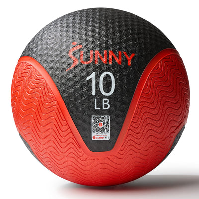 Sunny Health & Fitness Medicine Ball, Textured Rubber, Core Strength & Balance Training, Bouncing, Weight for Home Workouts 4,6,8,10,12,15,20,25,30LB Options