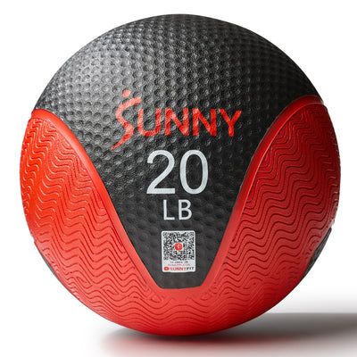 Sunny Health & Fitness Medicine Ball, Textured Rubber, Core Strength & Balance Training, Bouncing, Weight for Home Workouts 4,6,8,10,12,15,20,25,30LB Options