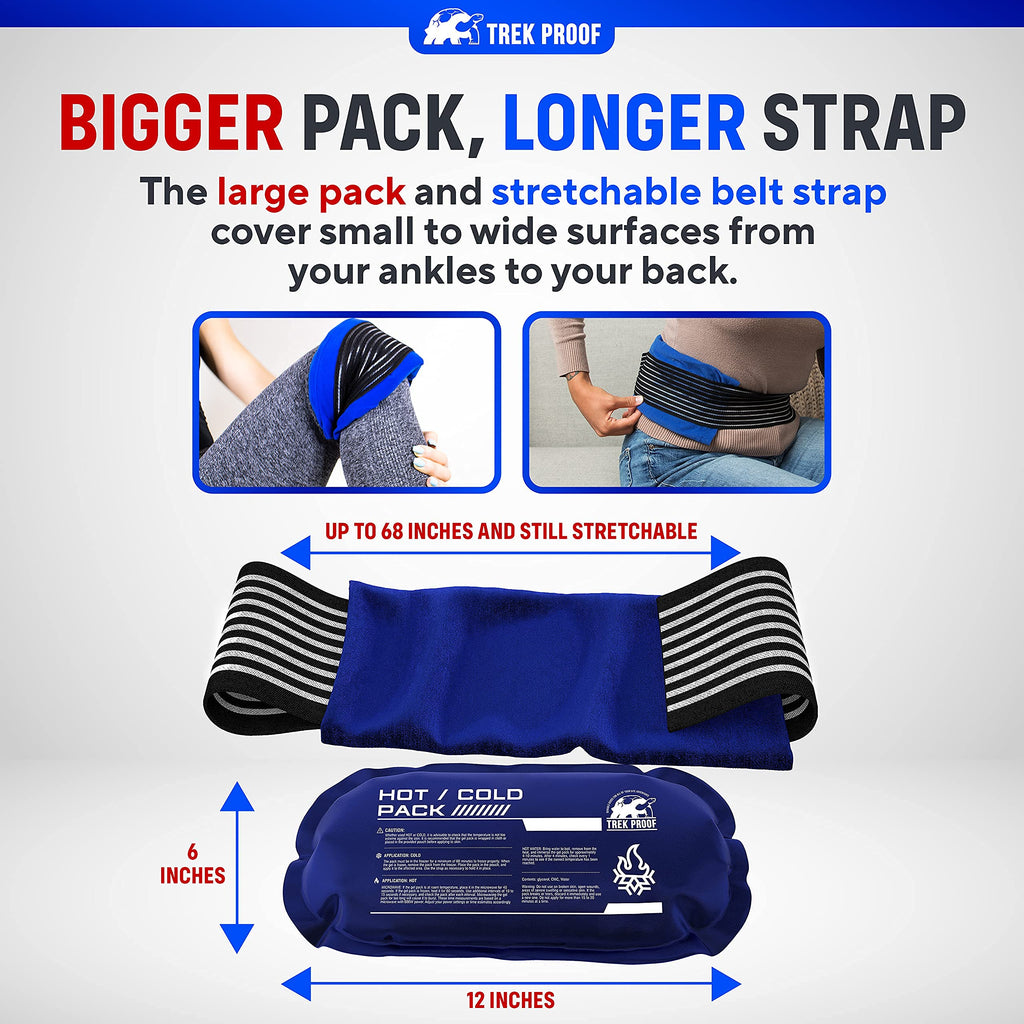 Ice Packs for Injuries Reusable (3-Piece Set) – Hot and Cold Ice Pack Therapy Gel Wrap Support – Supports Recovery, Joint and Muscle Pain – Knees, Back & More (3 Piece Set - Classic)