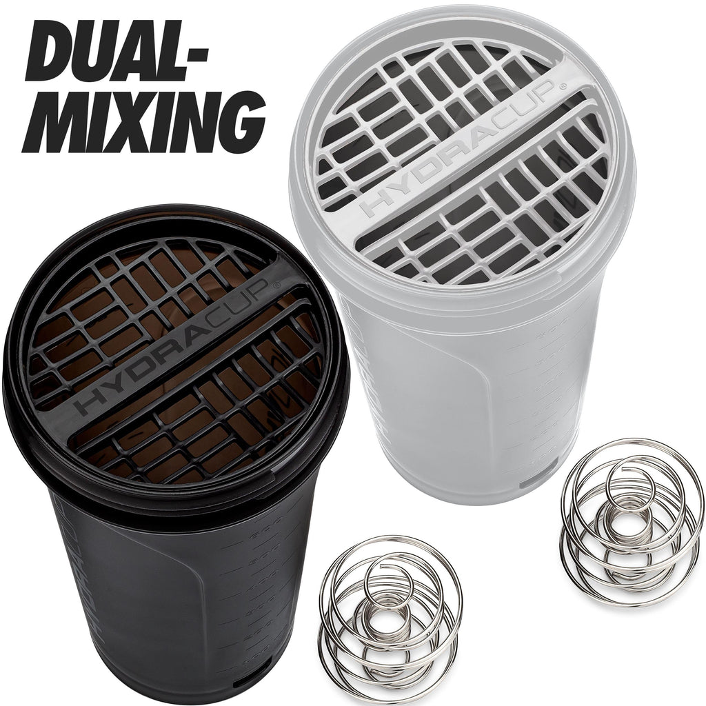 Hydra Cup ProFlow [2 Pack] 28 oz Shaker Bottles for Protein Shakes, Shaker Cups with Ball Blender Whisk, Shaker Bottle with Handle, Travel To Go, BPA Free (Black & Grey, 28oz)
