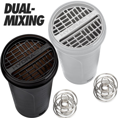 Hydra Cup ProFlow [2 Pack] 28 oz Shaker Bottles for Protein Shakes, Shaker Cups with Ball Blender Whisk, Shaker Bottle with Handle, Travel To Go, BPA Free (Black & Grey, 28oz)