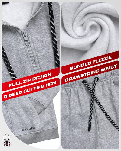 Spyder Mens Tracksuit - 2 Piece Sweatsuit for Men with Zip Up Hoodie & Jogger Sweatpants, Track Suit for Jogging or Warm Up